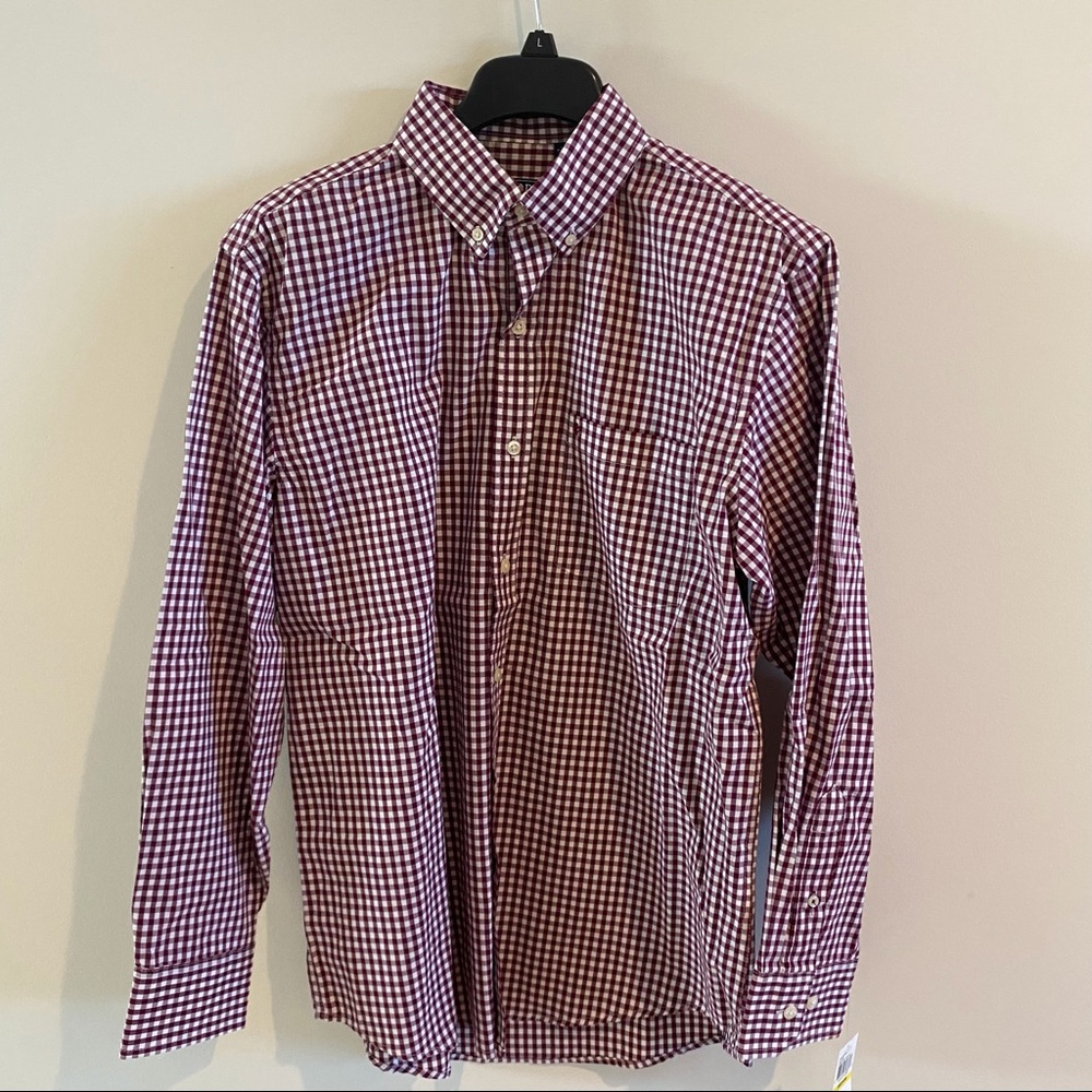 Izod Gingham Check L/S Button Front Shirt NWT! SzM